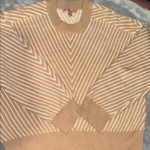 Women’s Tan and White Striped Sweater